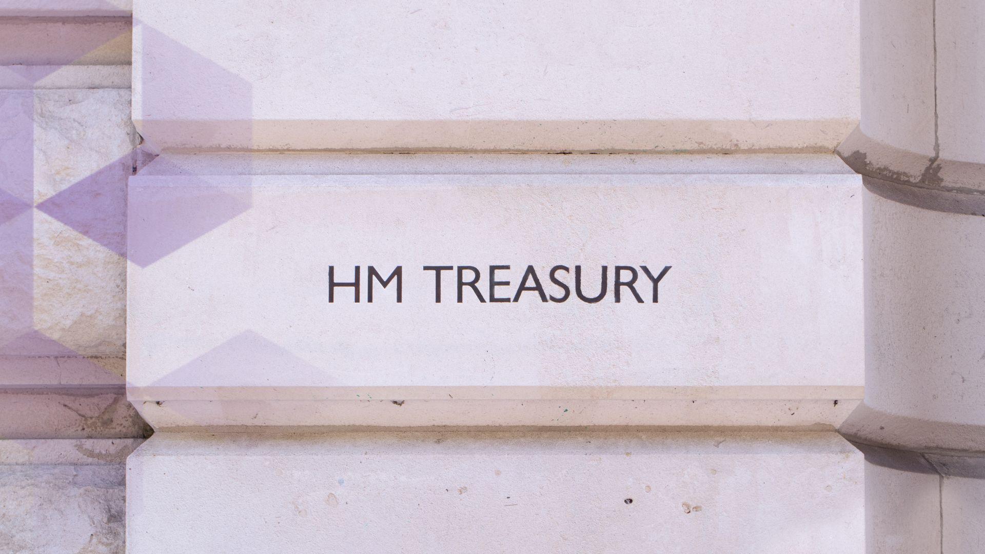 Stone building with HM Treasury embossed on it